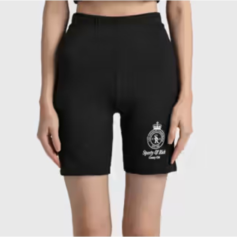 sporty & rich crown black biker shorts size small